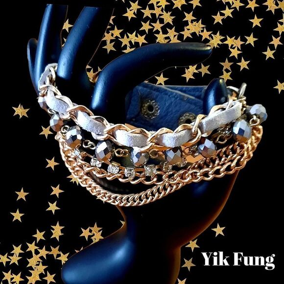 YIK FUNG Multi-Strand and Leather Bracelet - Picture 1 of 8